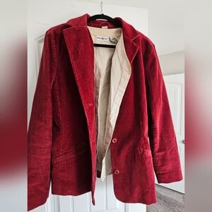 L.L. Bean Red Corduroy Blazer & Vest Set, Women's Size 16